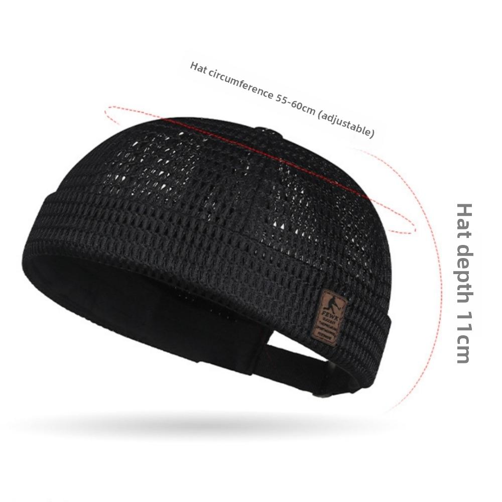Street Style Large Grid Mesh Hollow Out Hat Car Seam Leather Logo Landlord Hat Breathable Hip Hop Style Mesh Hat Summer