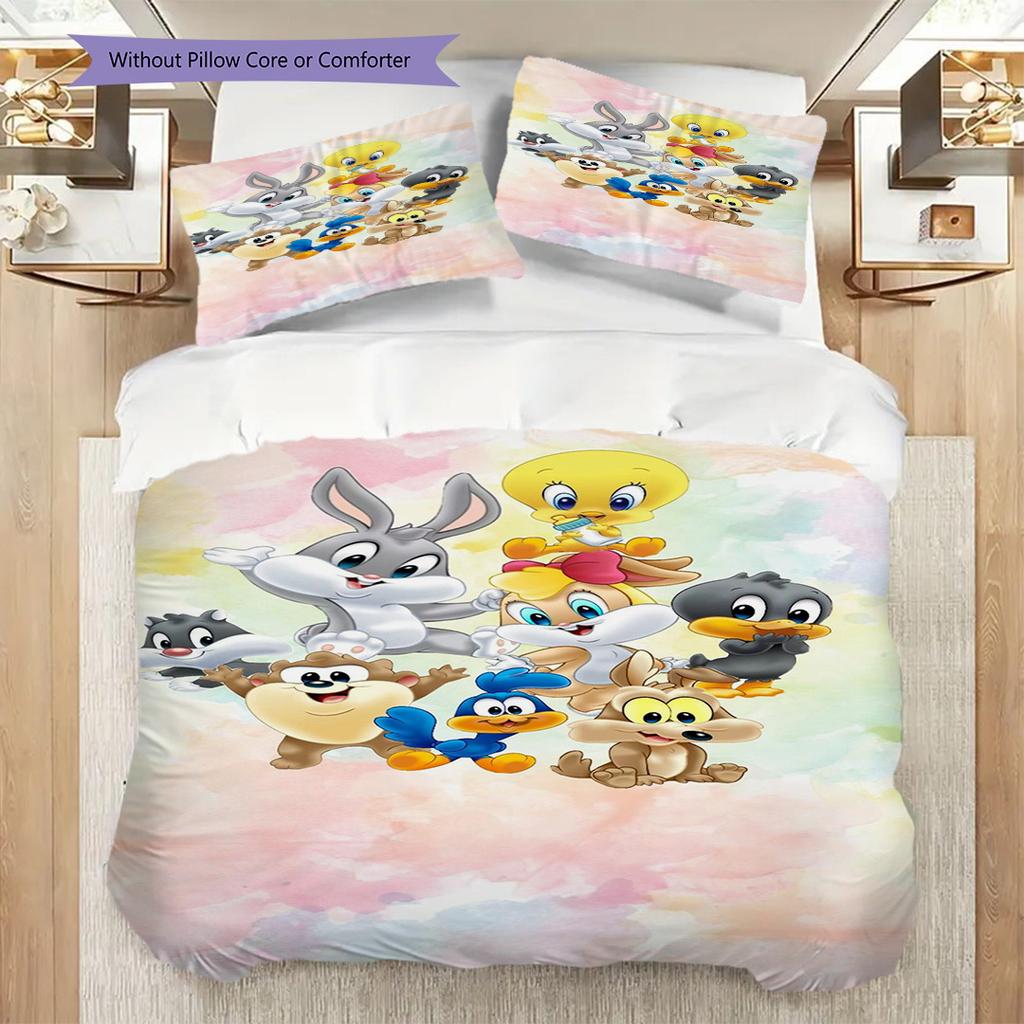 Looney Tunes Bunny Set Threepiece Set 1 Duvet Cover 2 Pillowcase Without Core Duvet Cover And Pillowcase Christmas Birthday Gift