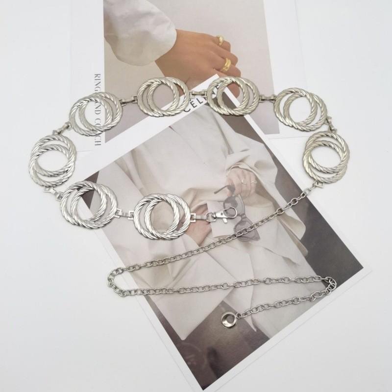 Стильная 2024 Корейская Мода Женская Двойная Цепочка на Талию из Металла