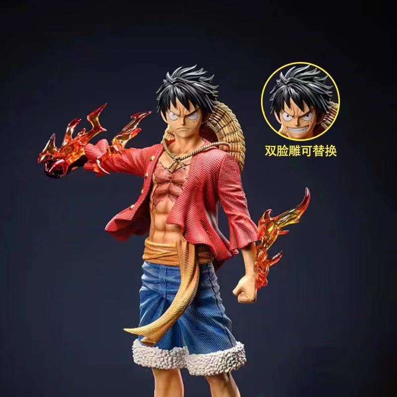 One Piece Поза стоя Луффи 27 см Двойная Голова Орел Шляпа Метеор Групповой Подарок GK фигурка Декорация Игрушка