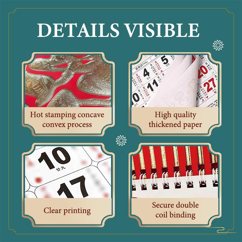 2026 год Календари на стену Год Лошади Календарь китайской лунной даты Отрывные страницы китайского лунного календаря Счастливый иероглиф Декор для дома и офиса