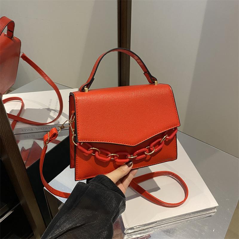 Модная сумка-сумка для женщин, новая, конфетного цвета, маленькая, свежая, сумка через плечо, простая, с цепочкой, маленькая, квадратная сумка