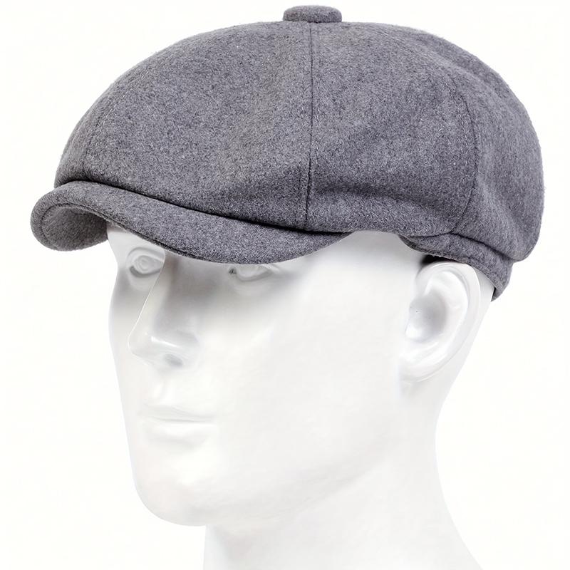 Solid Color Wool Newsboy Hat Men Peaked Cap Leisure Taxi Driver Hats Classic Beret Caps for Women