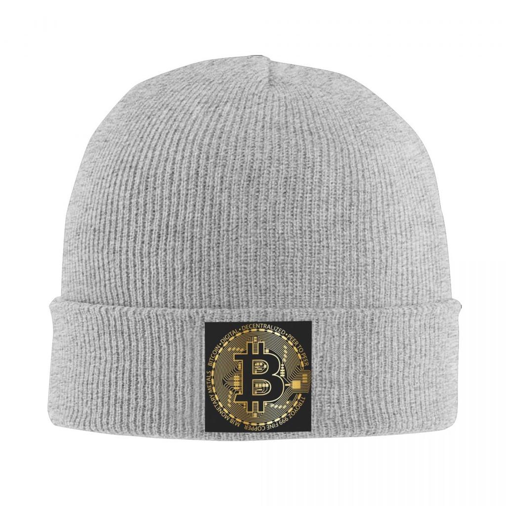 Bitcoin BTC Криптовалюта Теплая вязаная шапка Зимняя вязаная шапка-бини Шапка-бини Шапки в стиле хип-хоп для унисекс