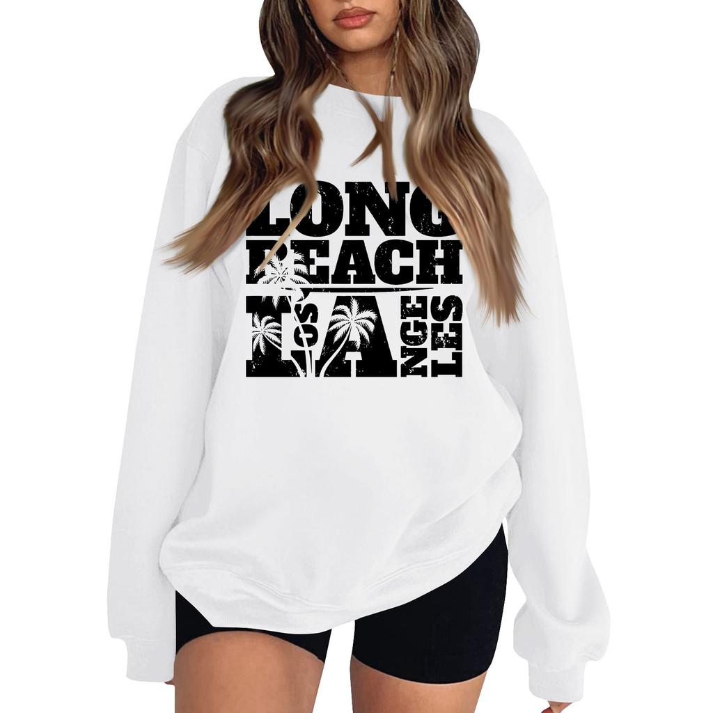 Женская повседневная модная блузка с длинным рукавом и круглым вырезом с принтом и пуловером