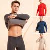 2Pcs/Set Men Warm Outfit O-Neck Long Sleeve Thermal Top High Waist Long Trousers Set Slim Fit Breathable Bottom Outfit