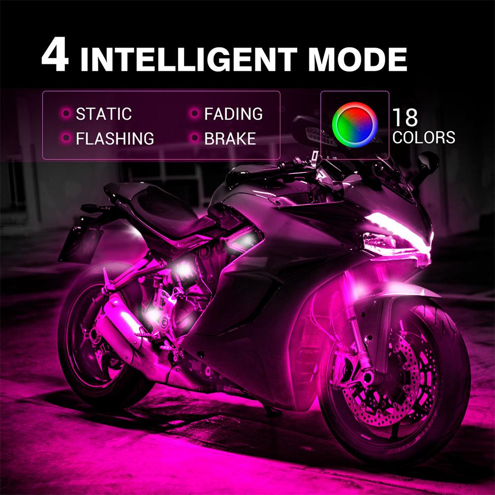 8 шт. Комплект RGB светодиодных лент для мотоцикла с функцией стоп-сигнала