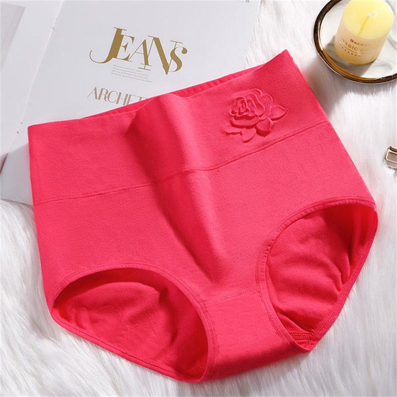 Panties Cotton Women Large Size Elastic Soft Ladies Underwear Breathable Sexy Embossed High Waist Briefs
