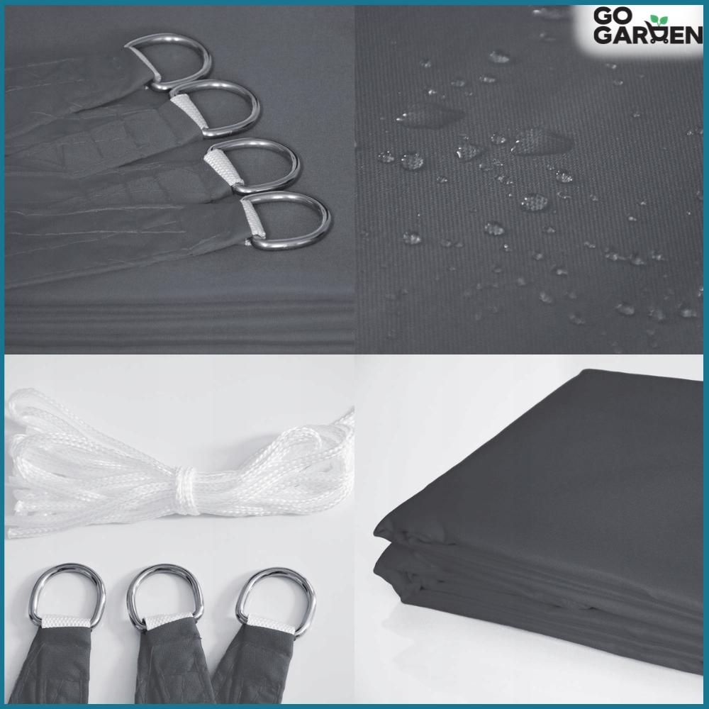 Sunshade terrace balcony protective shade sail gray canopy with handles 4x6 m