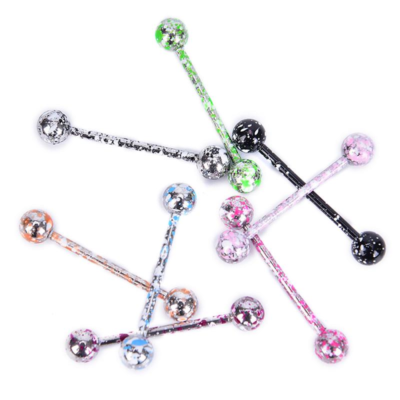 8 шт./компл., смешанные красочные шарики из нержавеющей стали, кольцо на язык, пирсинг, ювелирные изделия