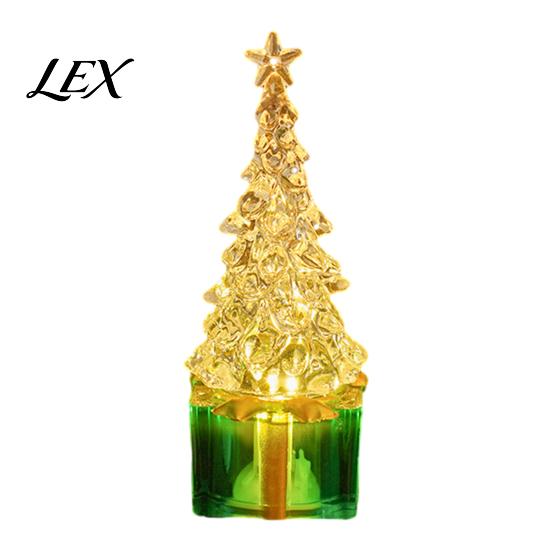 Safe LED Tree for Children Mini Light Up Faux Crystal Christmas Figurine, Lighted Xmas Battery Operated Table Centerpiece with Gift Box Base