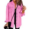 Women's Fashion Denim Shirt Jacket Milled Hem Button Casual Long Sleeve Jacket
