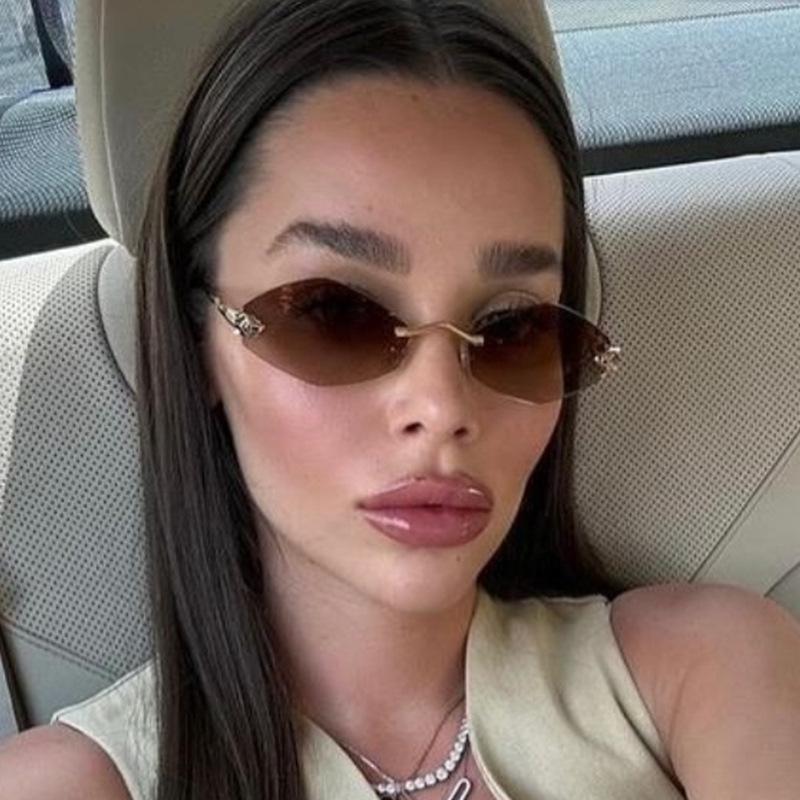 Женские солнцезащитные очки ромбовидной формы, безободковые, с обрезанным краем, защита от УФ-лучей, модные солнцезащитные очки, для вождения, путешествий, мужские, цвет оружейный металл