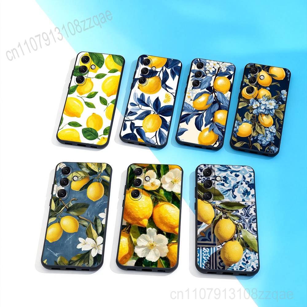 Лимонный Арт Чехол для Телефона для Samsung Galaxy A 73,72,51,53,52,71,22,5G,Note,J7,8,9 Мягкий Черный Чехол