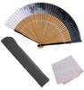 Folding Fan for Fan Fan Set with Short Fabric Seifu [Osaka Choseido] Men, Stylish, Business, Bag, Holder, Handkerchief, (gray)
