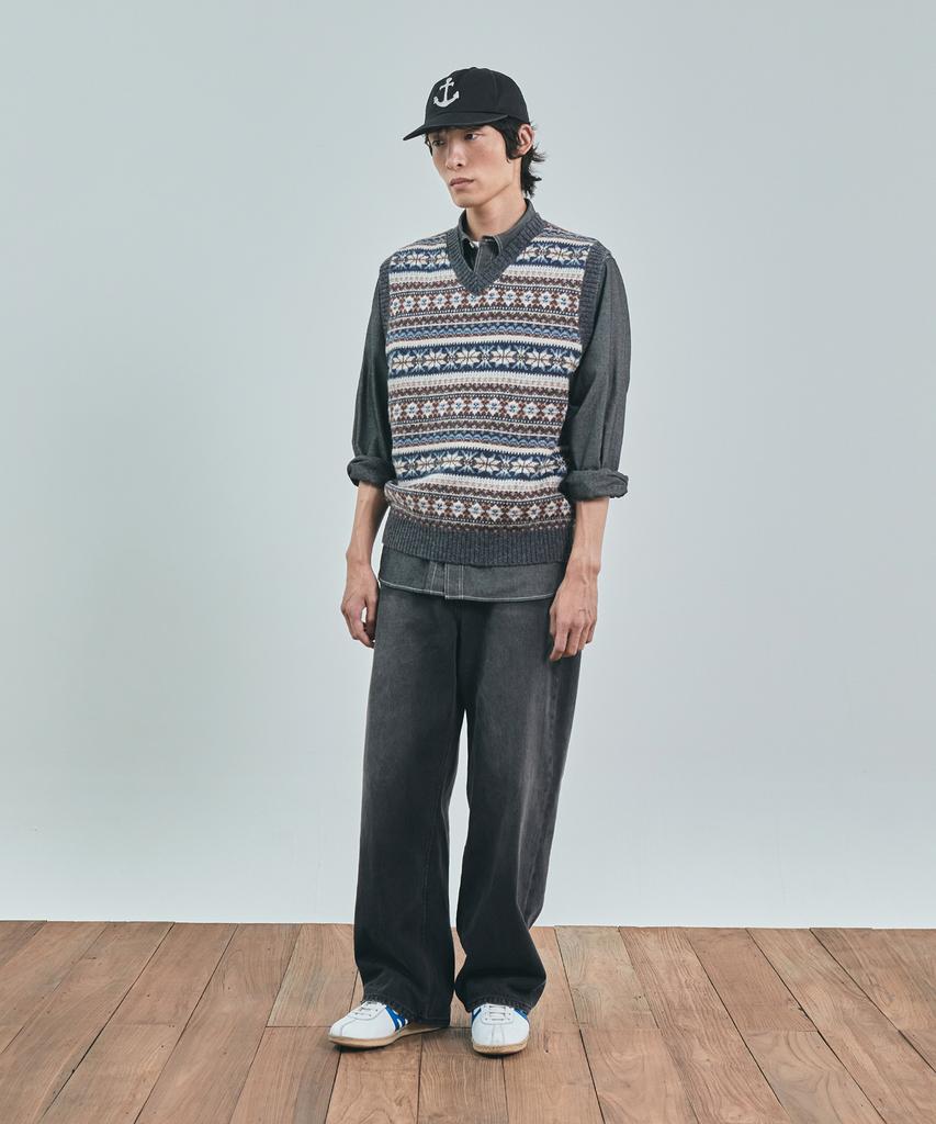 UNIFORM BRIDGE Жилет в стиле Fair Isle, угольный