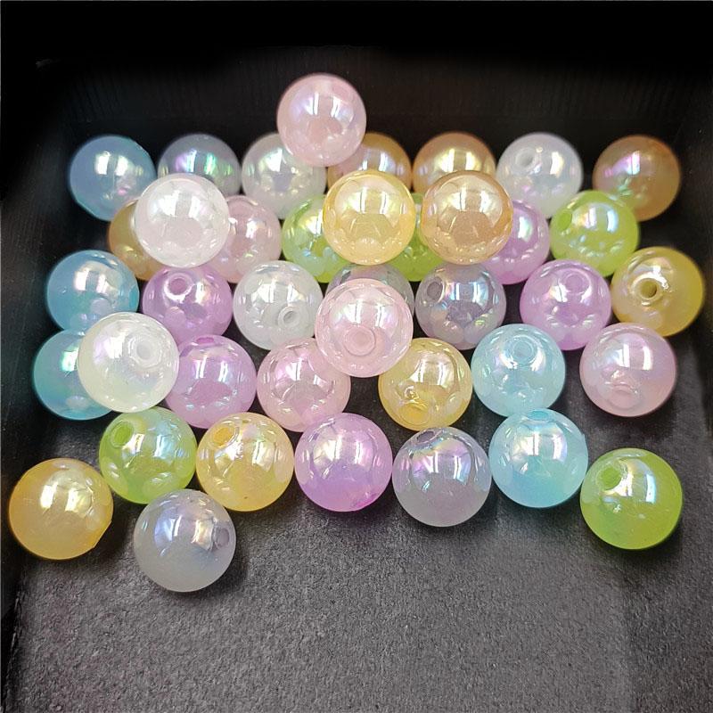 Home Party Supplies Acrylic UV Dazzle Necklace Accessories Fashion 10/12/14mm Bracelet Jelly Color Luminous 10pcs Beaded Material Round Beads DIY