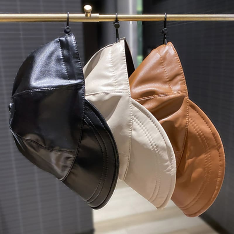 LOOKING4U Retro Leather Stopper Ball Cap C2 Ivory