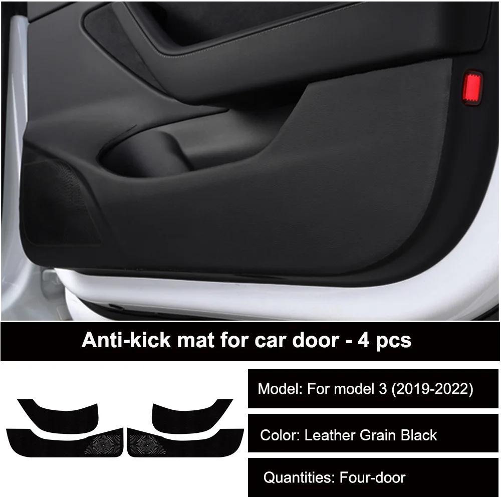 For Tesla Model 3 Y Car Door Anti-Kick Pad Leather Sticker Trim Side Door Sill Protector Cover Car Interior Decoration 2017-2025