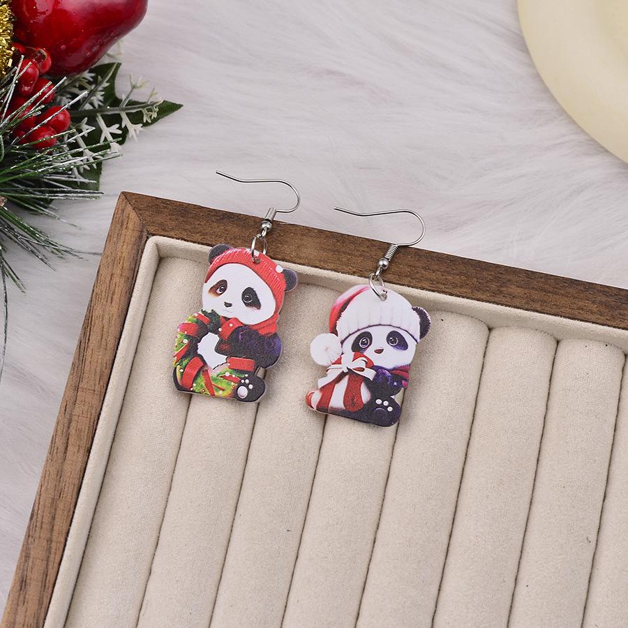 Festive Kitten & Panda Christmas Ball Earrings – Cute and Creative Holiday Jewelry