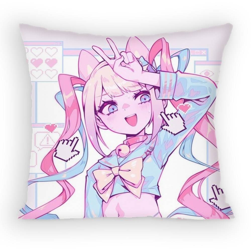 Needy Girl Overdose Cute Cartoon Pillow Case Anti-Dustmite Pillowcase Invisible Zipper Silky Short Plush Sofa Cushion Cover