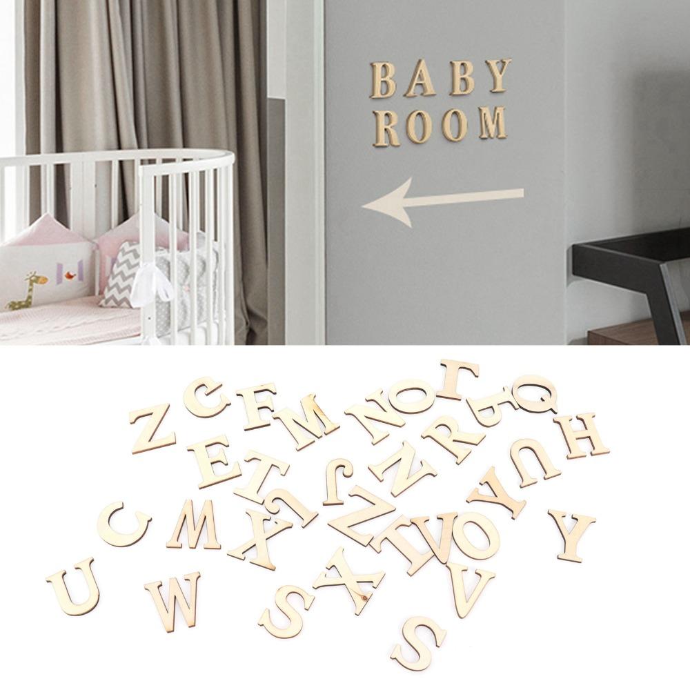 124Pcs Wood Wood Letter Chips 4cm Home Decoration Chips Wooden Craft Pieces Spelling Learning