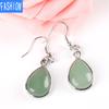 European and American Water Drop Fashion Fishhook Women's Earrings Natural Semi Precious Crystals Simple Earrings