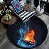 Круглый ковер с изображением электрогитары, Ковер для гостиной, спальни, дивана, игровой комнаты, Нескользящий коврик для пола