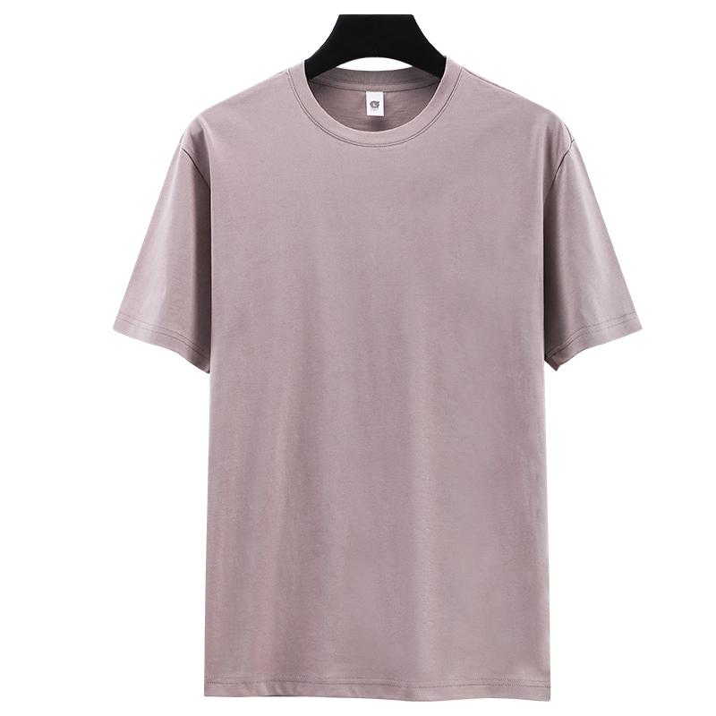 Zirunking Long-staple Cotton Short-sleeved T-shirt Unisex Top Youth Casual Solid Color Loose Round Neck Half-sleeved Top CHANGRONG