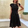 Women's Dresses Summer Casual Lace-up Solid Color Pleated Dresses