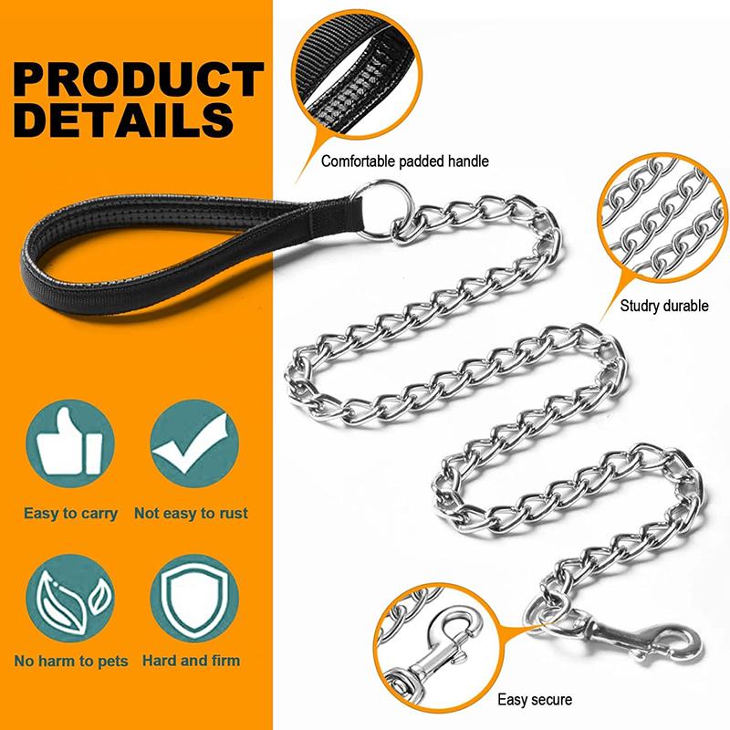 Цепь для собак DOG Leash, металлическая цепь для собак с поводком из нержавеющей стали
