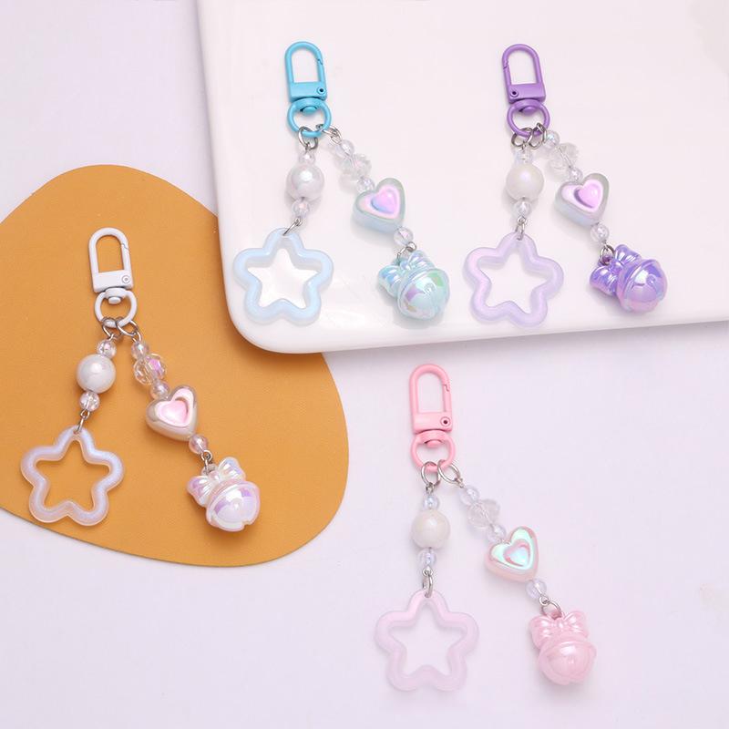 Hollow Pentagram Y2K Star Keychain Bell Pendant Cute Charm Key Ring Handbag Lanyard Accessories Car Hanging Trinket Key Holder