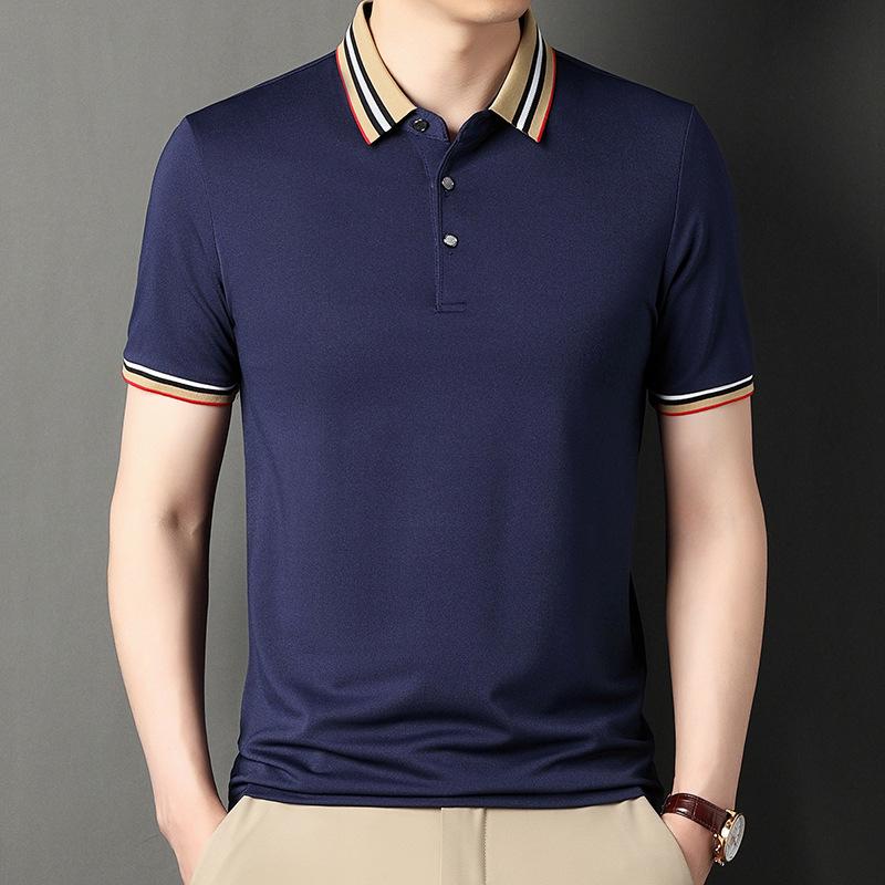 Футболка с коротким рукавом Мужская футболка Летняя новинка Деловая тонкая рубашка поло с коротким рукавом Мужская футболка