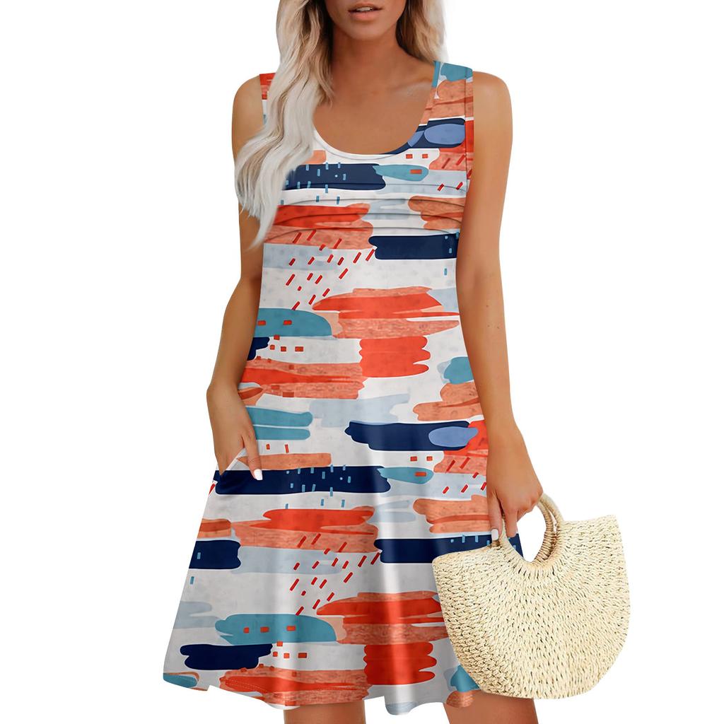 Womens Summer Dresses Loose Sleeveless Sundresses Dress With Pockets
