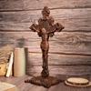 Vintage Wooden Catholic St. Benedict's Cross with Stand Retro Religious Christian Upright Cross Church Home Shelf Desktop Decor