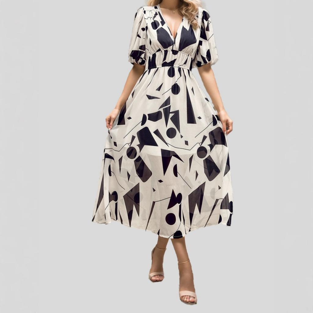 2025 New Fashion Trend Dresses Spring Summer Printed Waist Dresses Fashion Women's