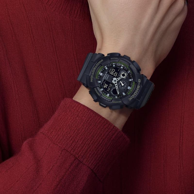 Casio Серия CASIO G-SHOCK серия YOUTH классический стрелочный двойной дисплей циферблат спортивный водонепроницаемые кварцевые часы кварцевый механизм ремешок из смолы GA-100L-1APR