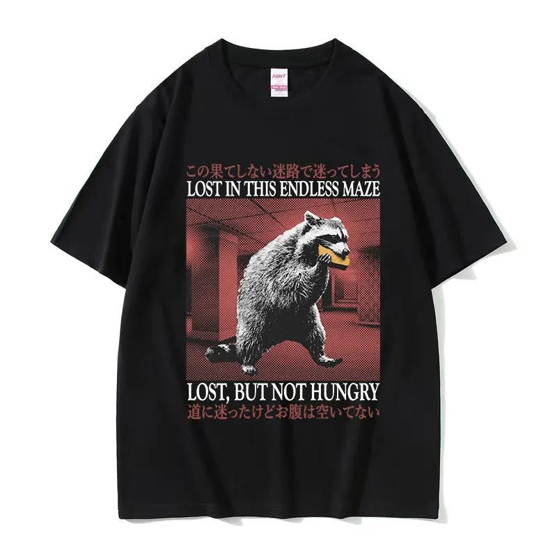 Забавная машина для поедания сыра Японская графика с крысой Мужские винтажные модные футболки с круглым вырезом Оверсайз футболка Y2k Унисекс 62408
