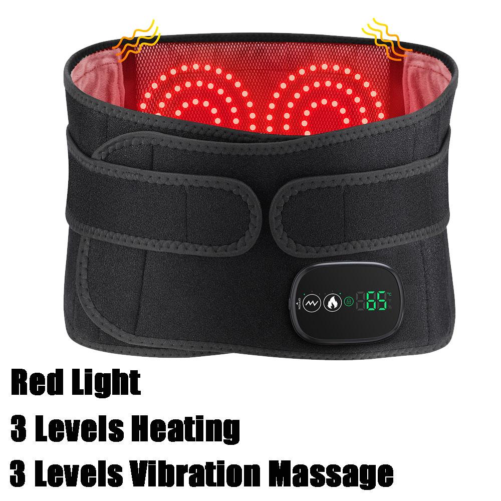 Красный Свет Нагрев Пояс Массажный Беспроводной Горячий Компресс Вибрация Массажер для Спины Поясничная Поддержка Защита Живота Согреватель для Матки