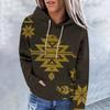 Women's Fashion Casual Ethnic Style Printed Long Sleeved Hooded Sweater Top
