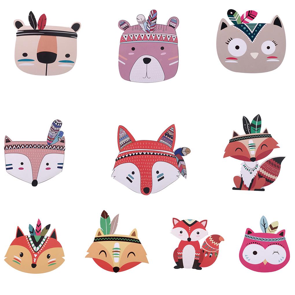 Nordic Style Wood Plastic Ornaments Cartoon Animal Head Wall Decor