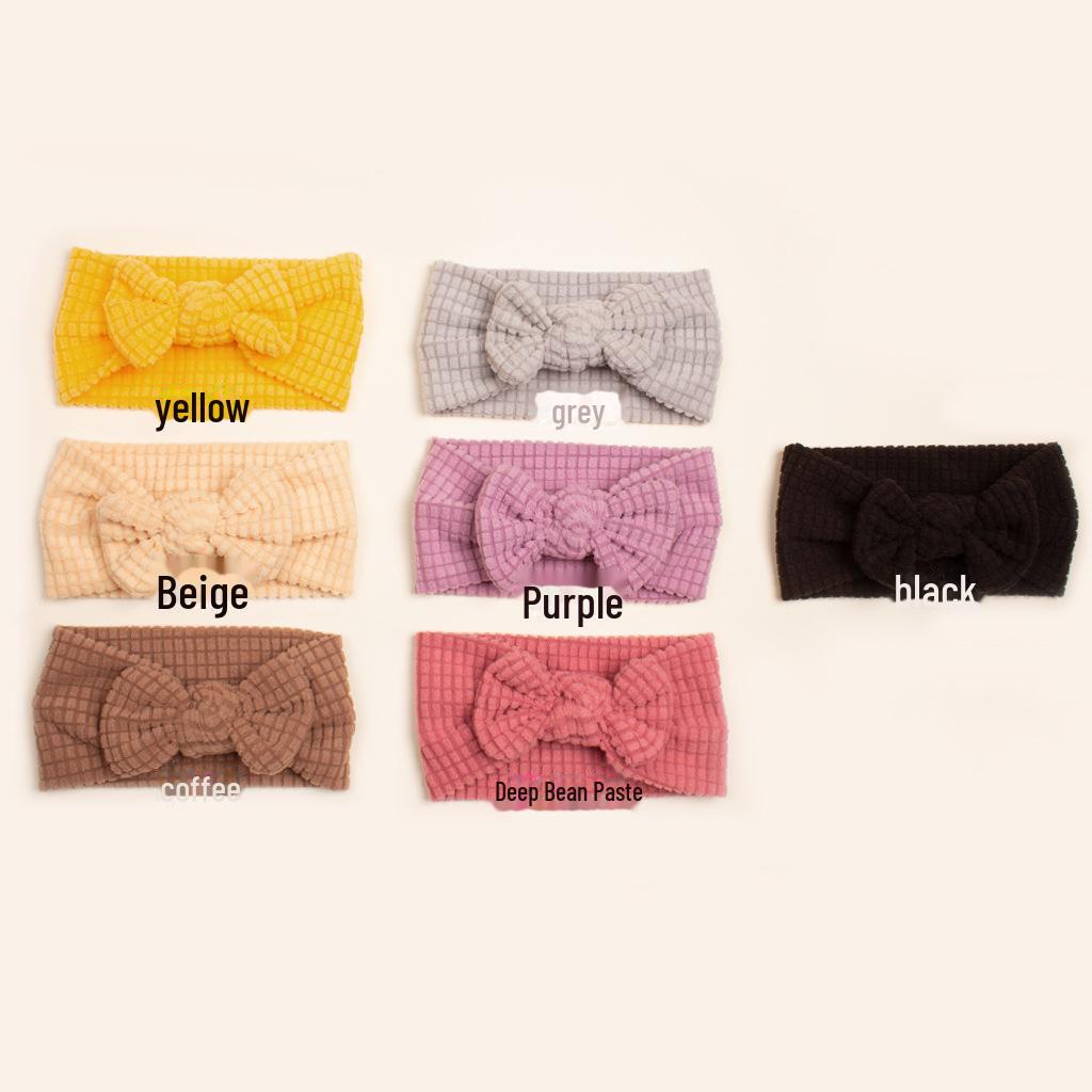 Новая повязка на голову с бантом для малышей осень/зима: Уютный, однотонный, идеально подходит для девочек