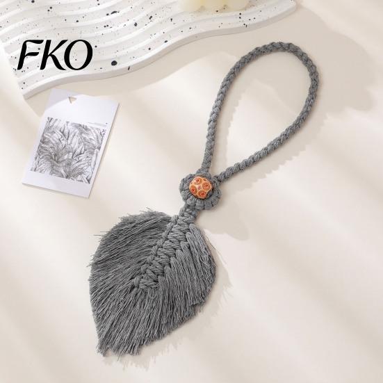 Hand-Knotted Curtain Strap Braided Leaf Tieback, Boho Cotton Rope Holder, Fringe Living Room Tieback Edge Knotted Draperies Holder for Bedroom
