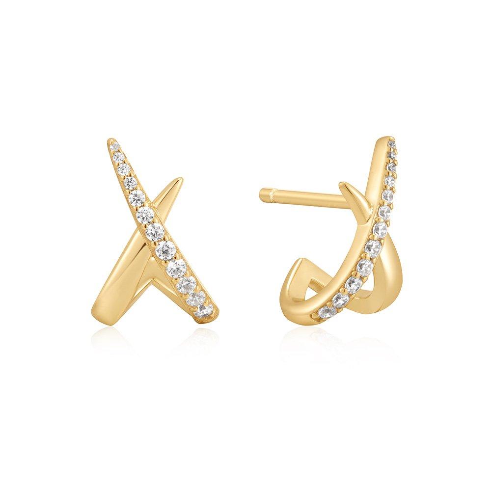 Kiss Twist Pave 925 Silver Stud Earrings E057-03G