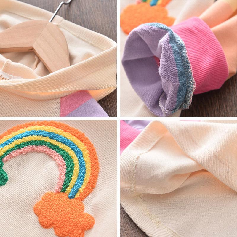 Весенне-осеннее праздничное платье принцессы для девочек, вязаные радужные разноцветные детские платья для девочек, милый пуловер с капюшоном, детская одежда