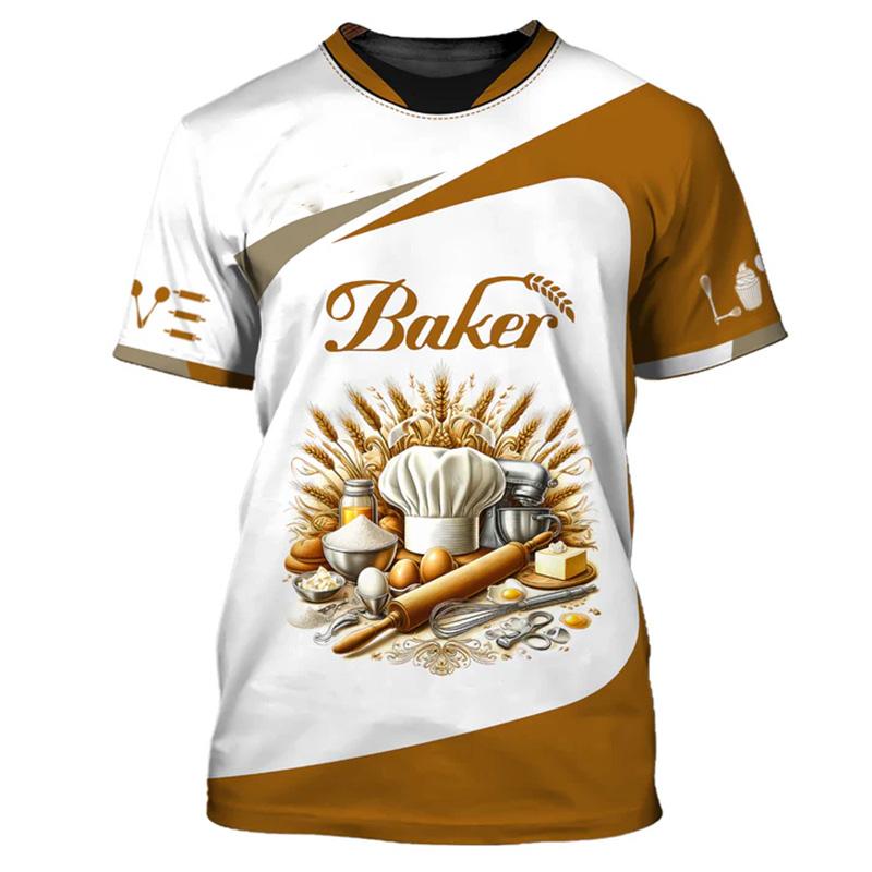 Donut Patterns From Bakeries T-shirts Fun Work Clothes 3D Print Design Round Neck Casual T Shirts Personality Fashion Tee Top