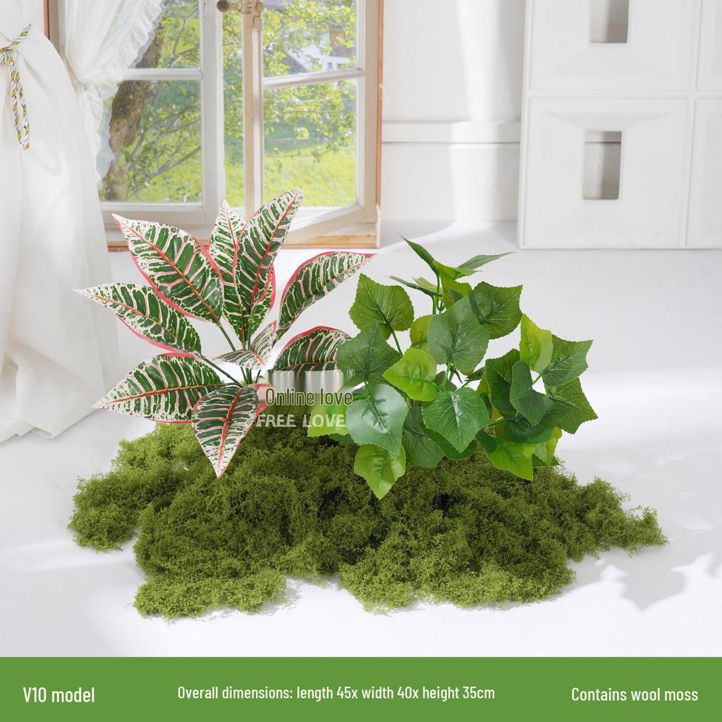 Luxury Faux Green Plant and Flower Decor - Indoor Moss and Grass Clusters for Elegant Landscaping.