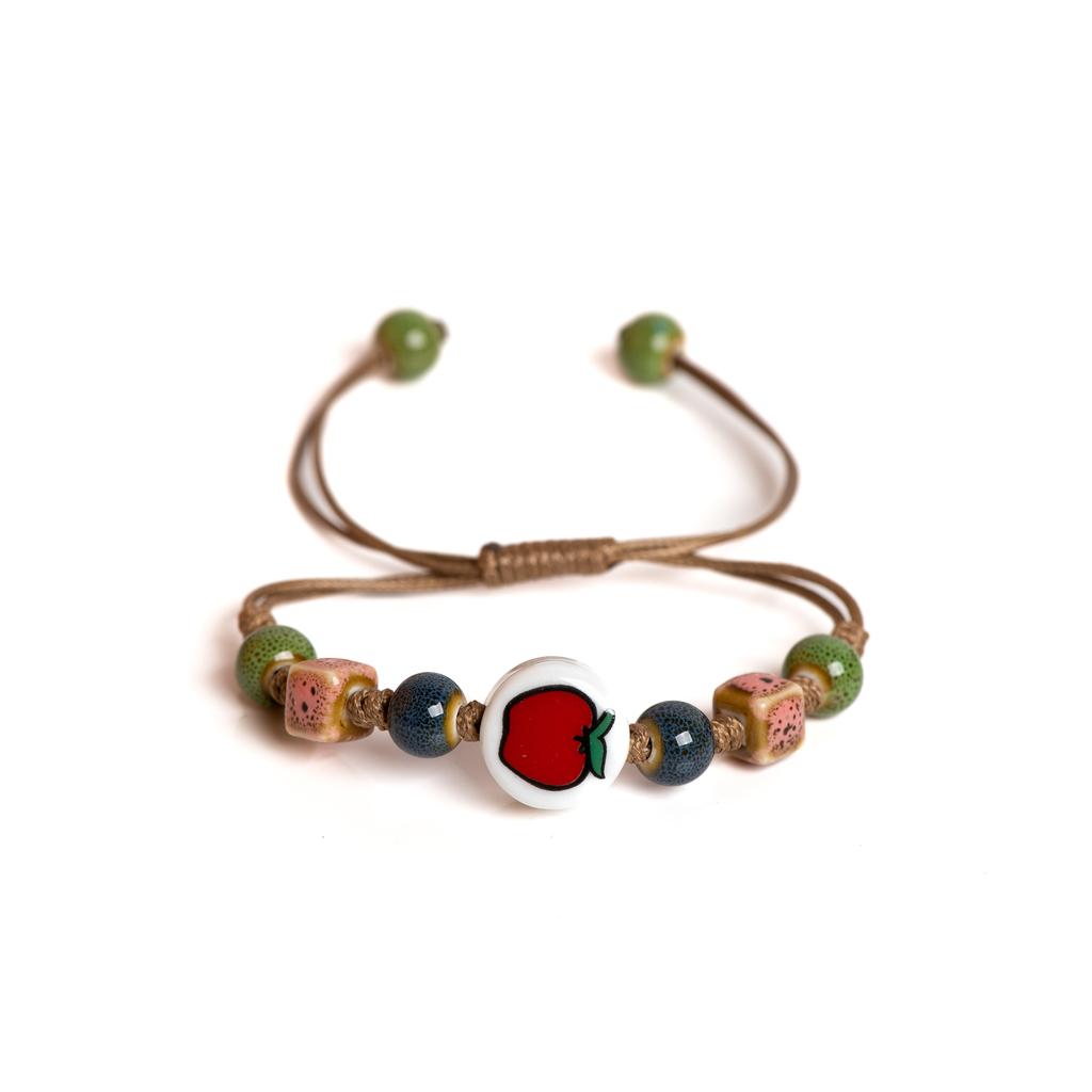 Керамический браслет ручной работы Apple, регулируемый плетеный шнур, милые украшения в мультяшном стиле для подарков