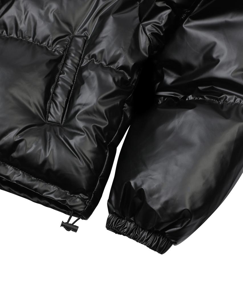 MUCENT Radien Metal Logo High-Neck Glossy Crop Padded Jacket (2 Colors)
