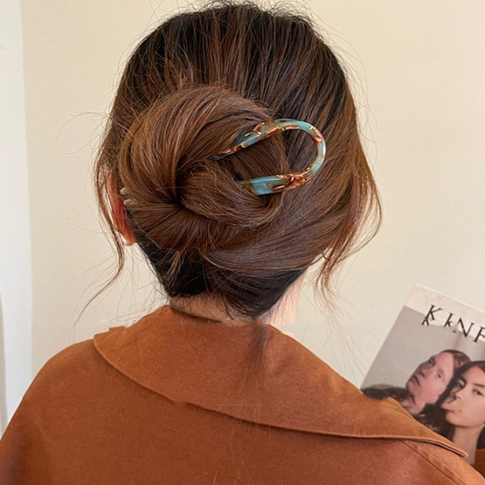 Geometric Acetate Hairpin Headwear Chinese Style Hair Fork Creative U-shaped Hair Stick Daily